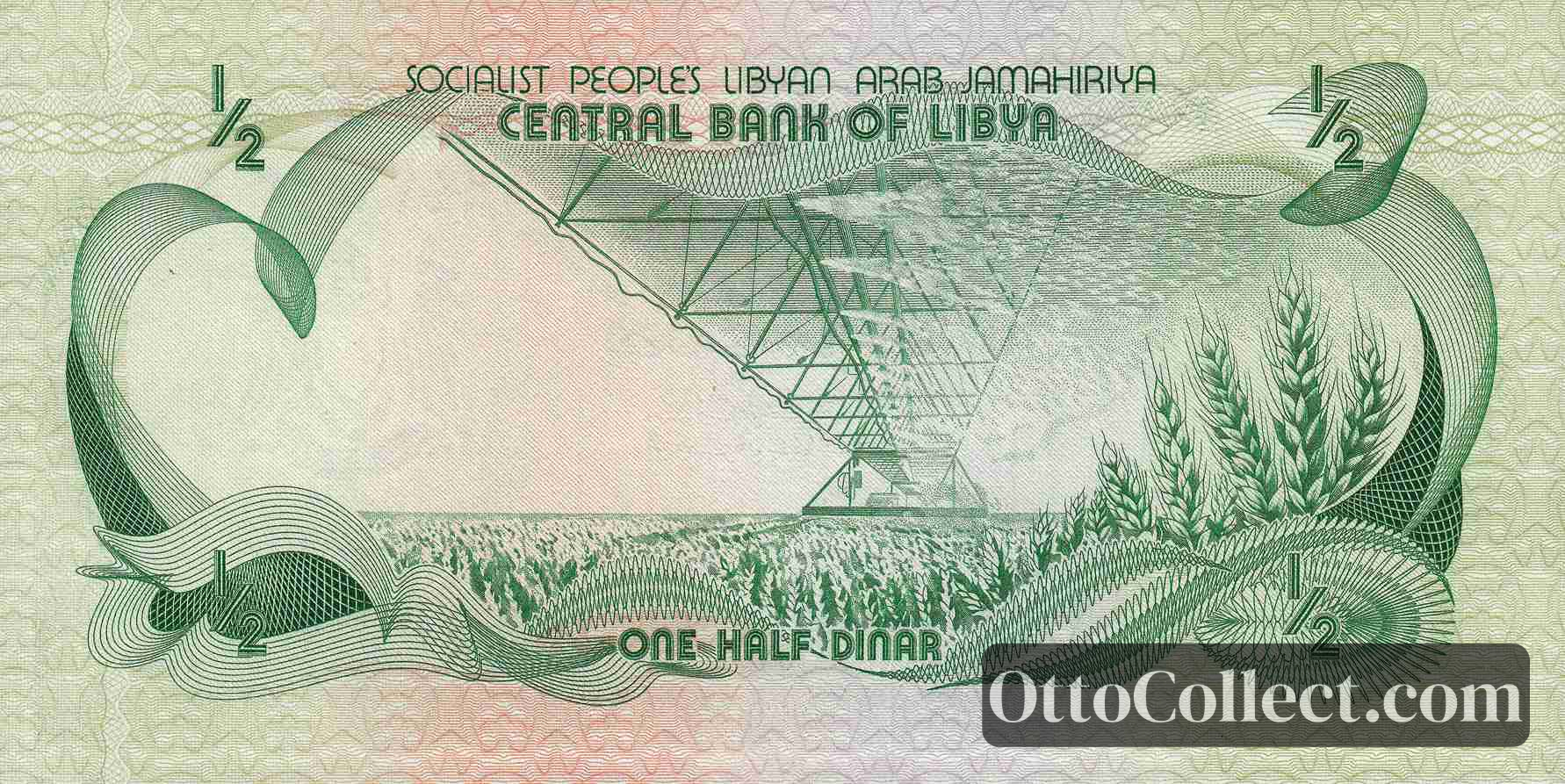 1/2 Dinar Libya banknote back side from 1981 - Pick 43b